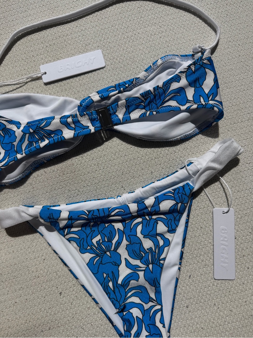 BRIGHT Swimsuit Blue and White Floral Bikini Set - Picture 3 of 6